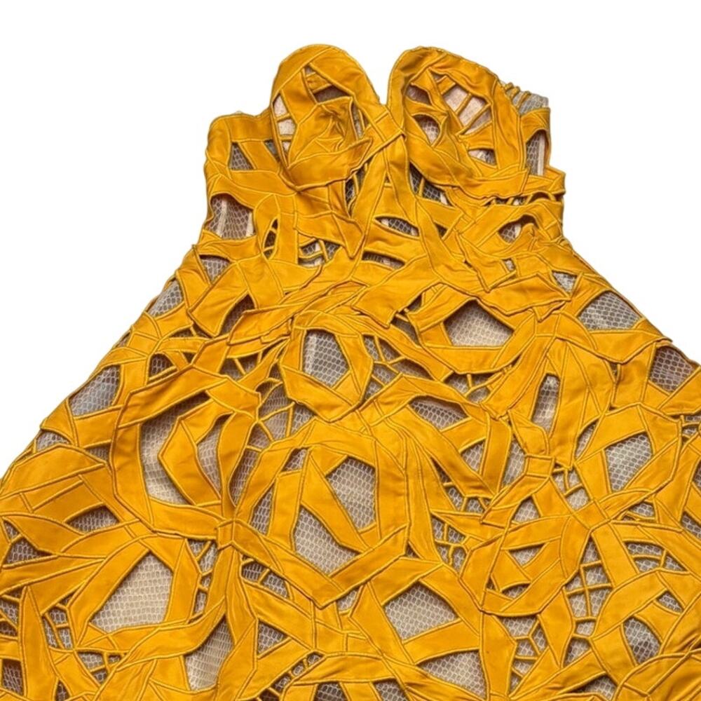 Oscar de la Renta Cutout Bow Faille Cockatail Dress Fall 2021 Size 2 - Picture 5 of 16